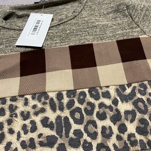 Plaid Color Block Long Sleeve Top 1XL NWT